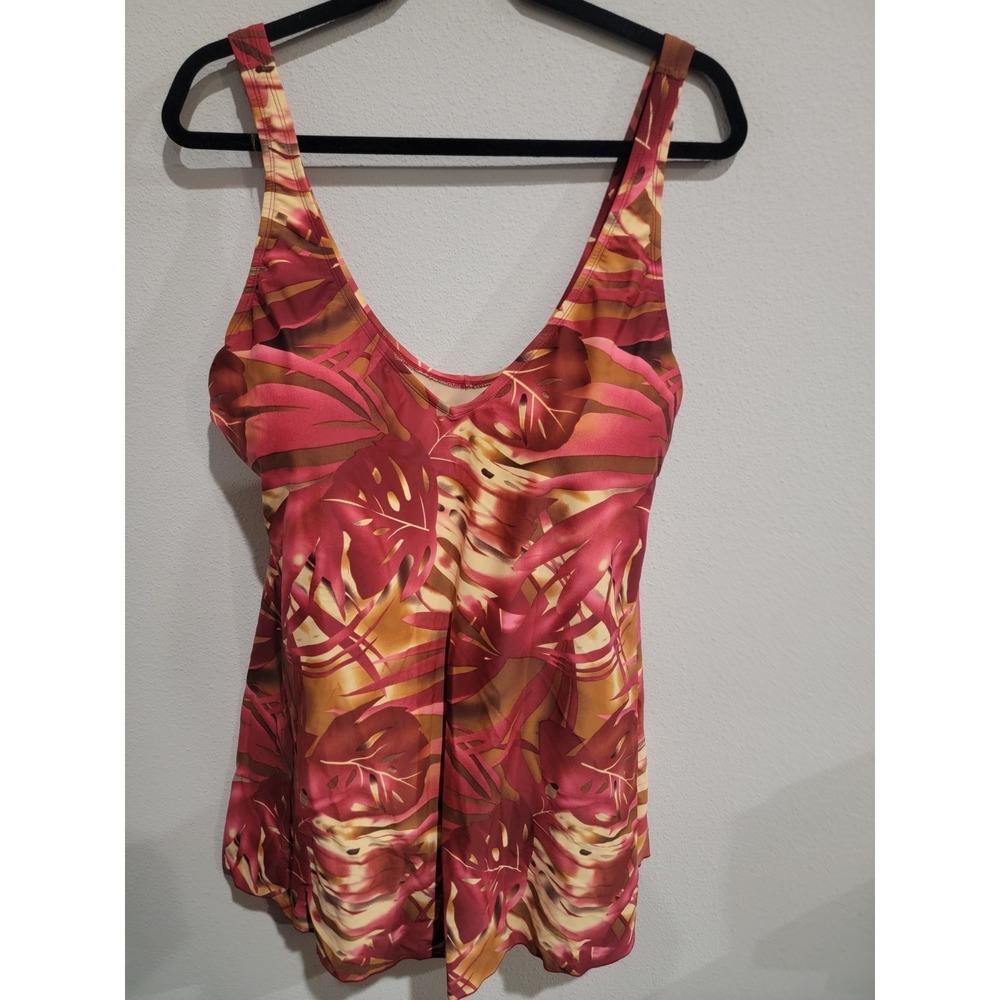 Adolfo II Womens One Piece‎ Swimsuit Swim Dress Bathing Suit Size 24W Red NWT